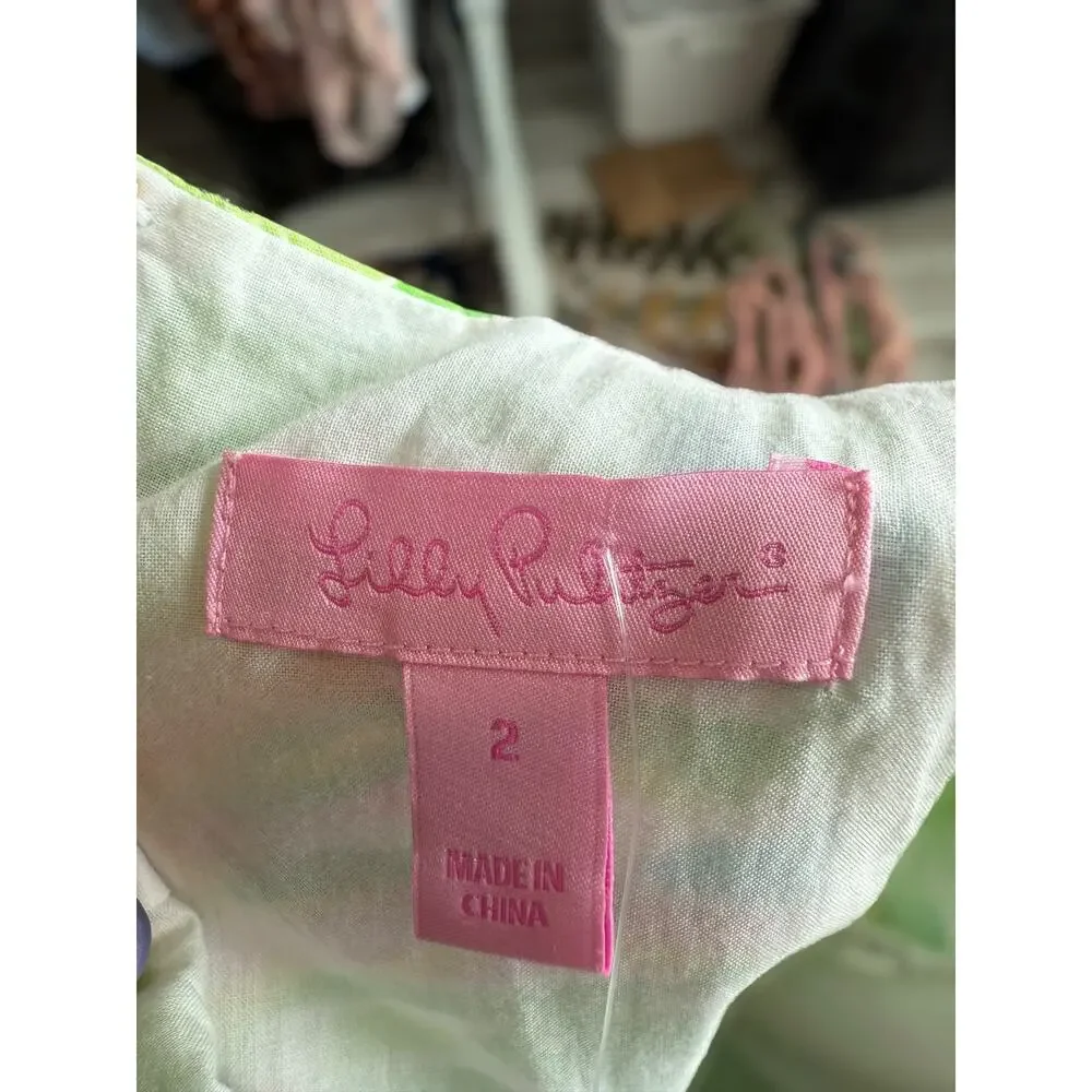 Lilly Pulitzer Fryer Elephant Ear Printed Shift Mini Dress Green Womens Size 2 - Picture 10 of 13